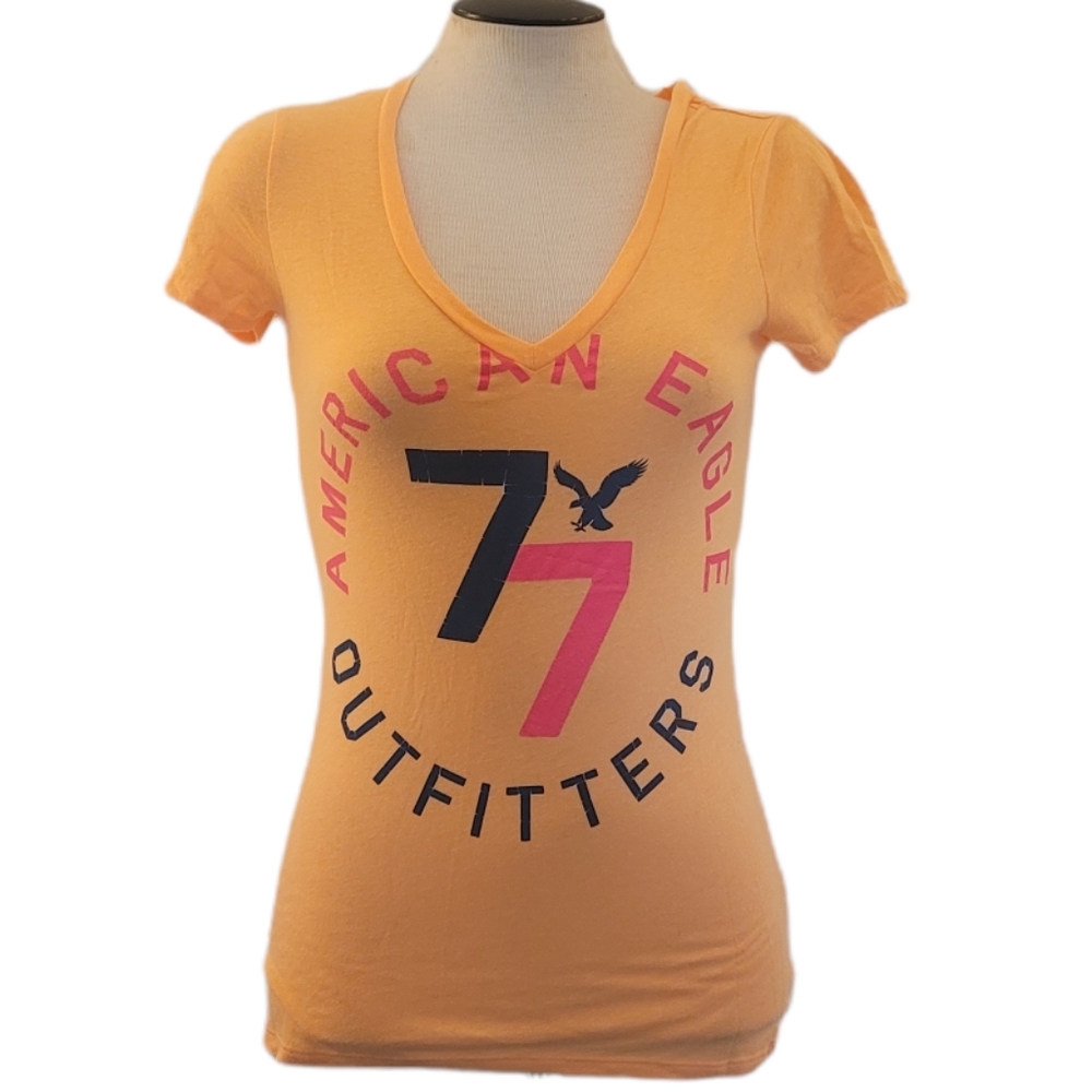 American Eagle AEO Orange Graphic Favorite Tee S